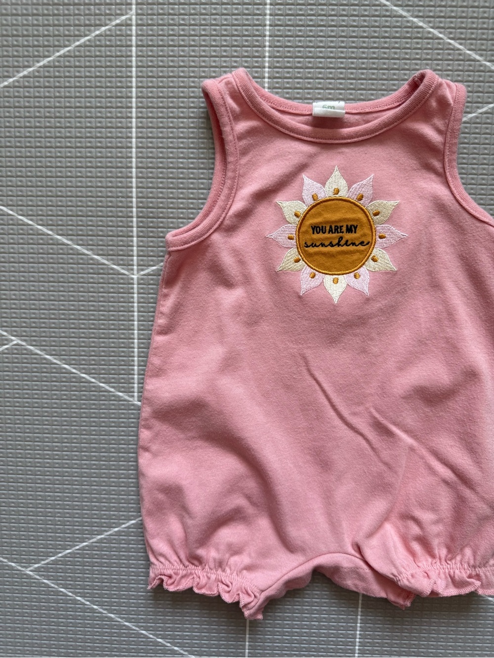PL Baby|Baby girl romper in mauve Pink: 'You Are My Sunshine' Sun embroidery•••